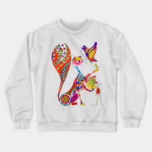 Cat and Two Butterflies Crewneck Sweatshirt